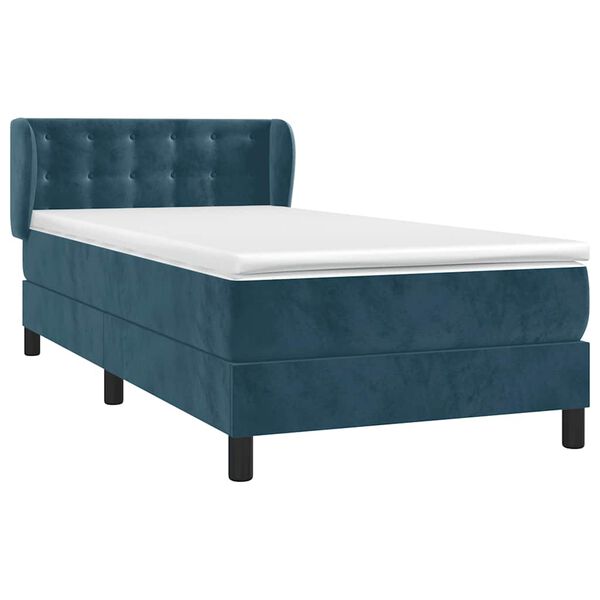 vidaXL Cama com molas/colch&atilde;o 90x190 cm veludo azul-escuro