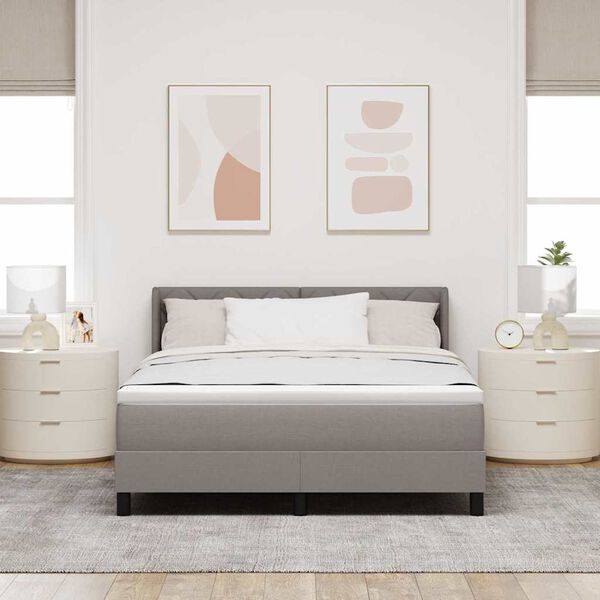 vidaXL Cama Box Cinzento-acastanhado 200 x 160 cm Poli&eacute;ster