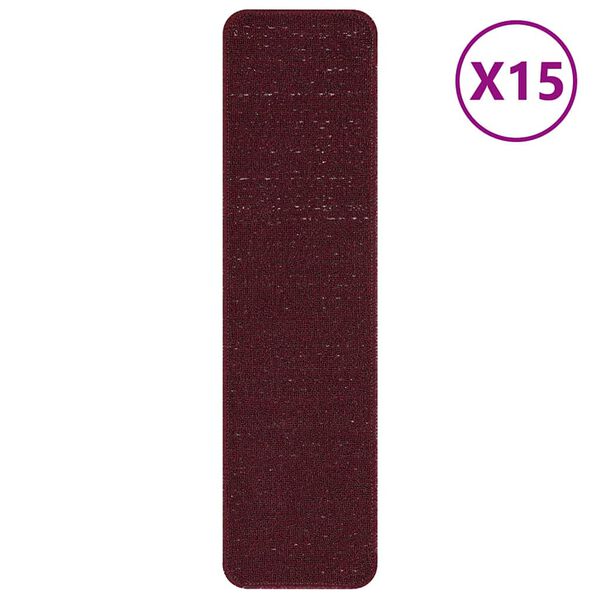 vidaXL Tapetes Antiderrapantes para Escadas 15 pcs Bordô 75 x 20 cm PP