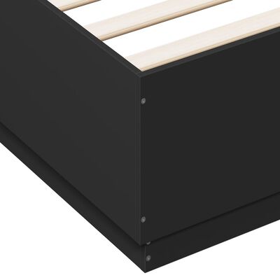 vidaXL Estrutura cama c/ luzes LED 120x200 cm derivados madeira preto