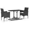 vidaXL 3 pcs conjunto de jantar para jardim preto