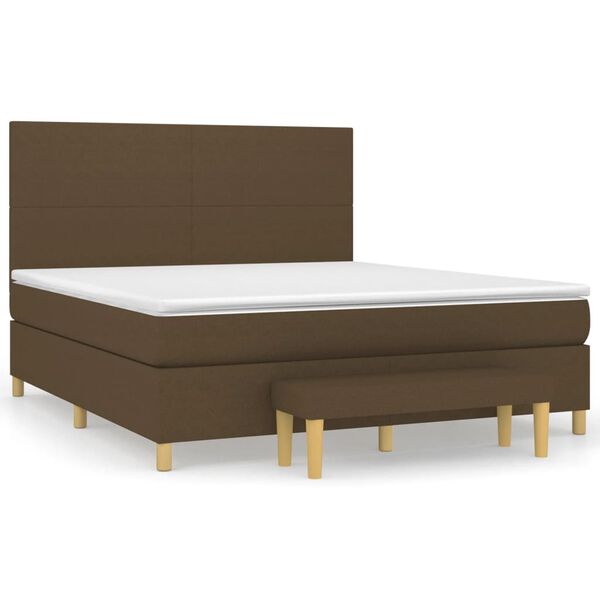 vidaXL Cama com molas/colch&atilde;o 180x200 cm tecido castanho-escuro