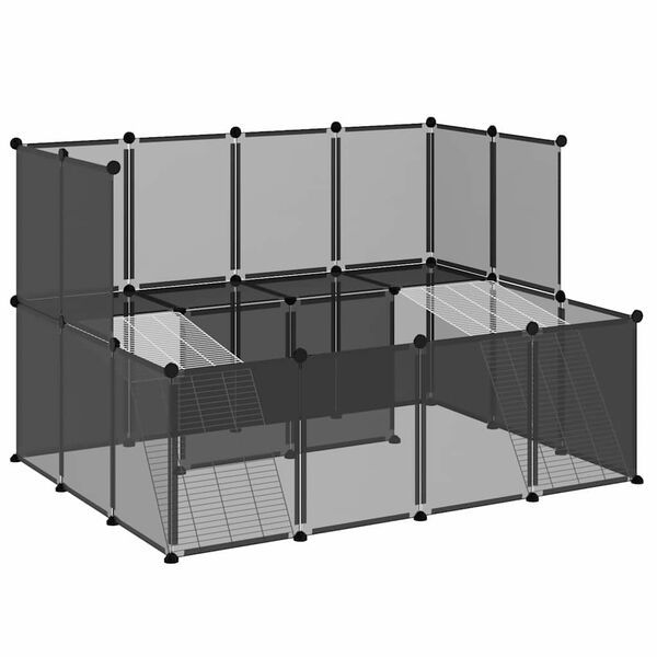 vidaXL Gaiola para animais pequenos 143x107x93 cm PP e a&ccedil;o preto