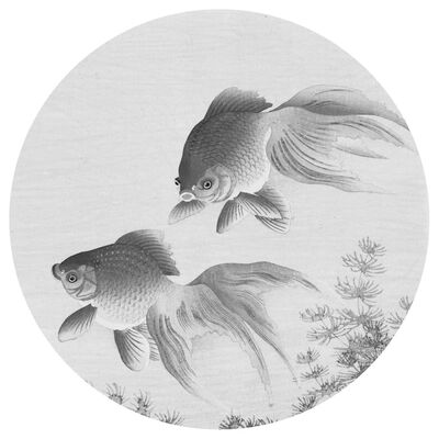 WallArt Papel de parede circular "Two Goldfish" 190 cm