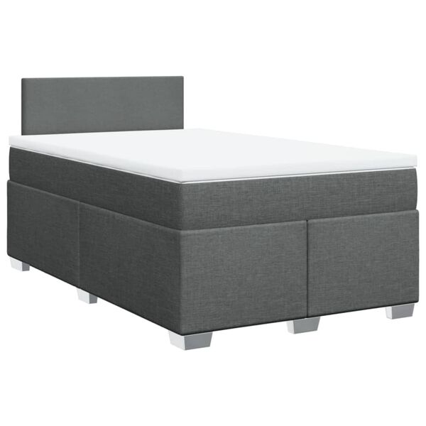 vidaXL Cama boxspring com colch&atilde;o 120x190 cm tecido cinzento-escuro