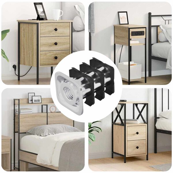 vidaXL Inserto de Tubo Rosqueado 12 pcs Preto e Prata A&ccedil;o Galvanizado