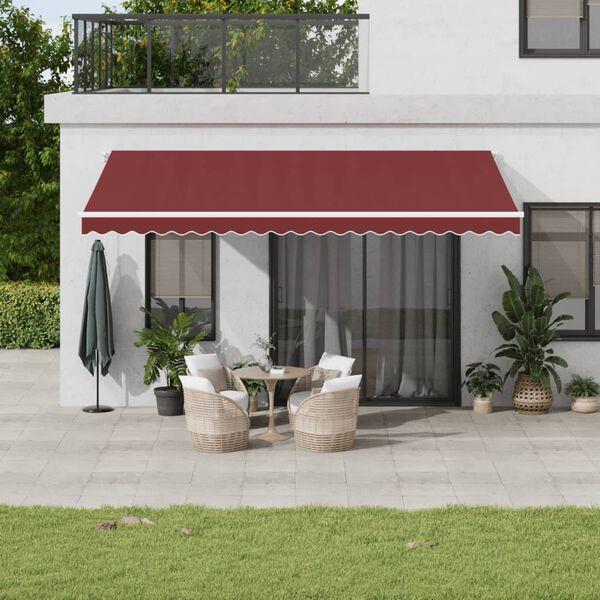 vidaXL Toldo retr&aacute;til manual com luz LED 500x350 cm bord&ocirc;