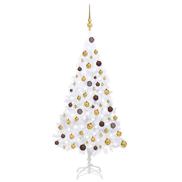 vidaXL Árvore Natal artificial pré-iluminada c/ bolas 120cm PVC branco