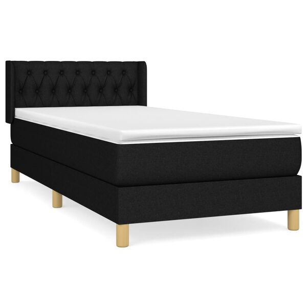 vidaXL Cama com molas/colch&atilde;o 90x190 cm tecido preto