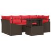 vidaXL Conjunto de Sof&aacute; de Jardim 7 unid. Marrom e Vermelho