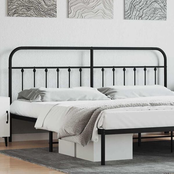 vidaXL Cabeceira de cama 200 cm metal preto
