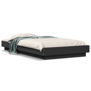 vidaXL Estrutura cama c/ luzes LED 75x190cm derivados de madeira preto