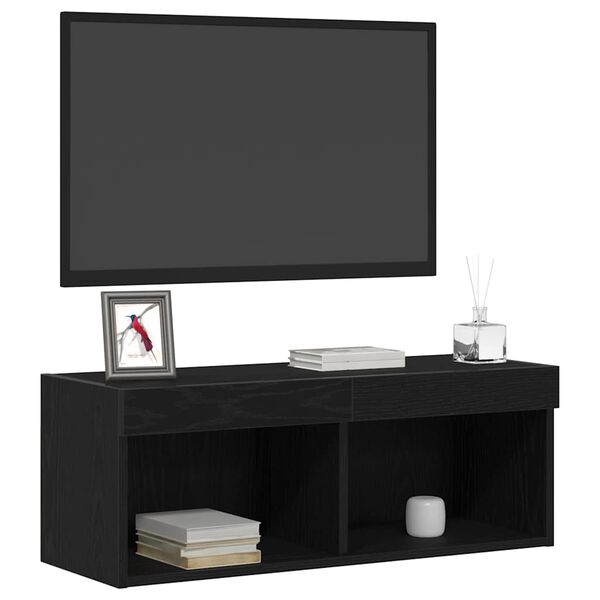 vidaXL Conjunto de m&oacute;vel de TV Carvalho Preto 80 x 30 x 30 cm