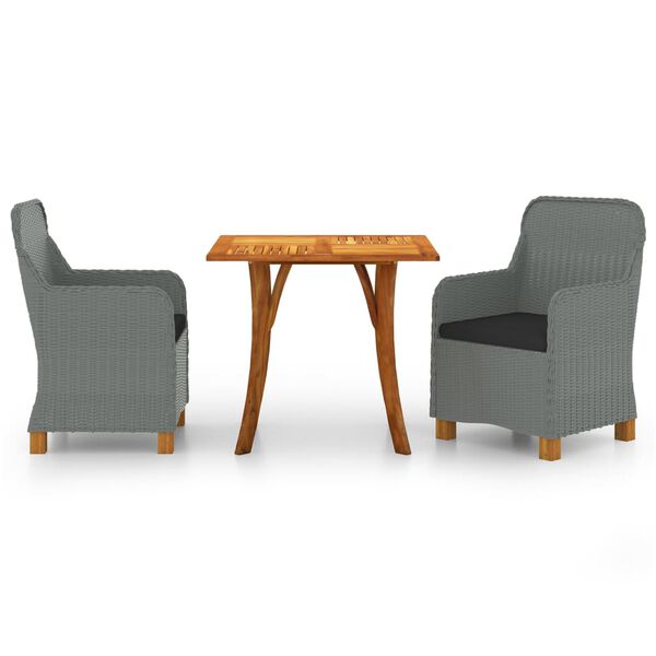 vidaXL 3 pcs conjunto de jantar para jardim cinzento-claro