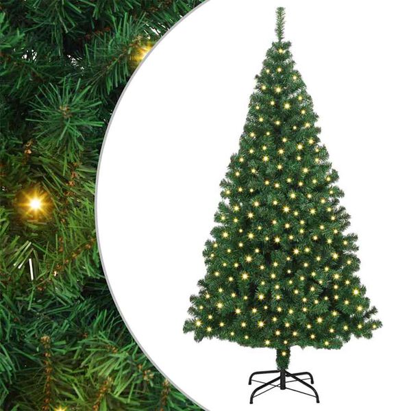vidaXL &Aacute;rvore de Natal Artificial Verde 180 cm PVC, A&ccedil;o e Pl&aacute;stico