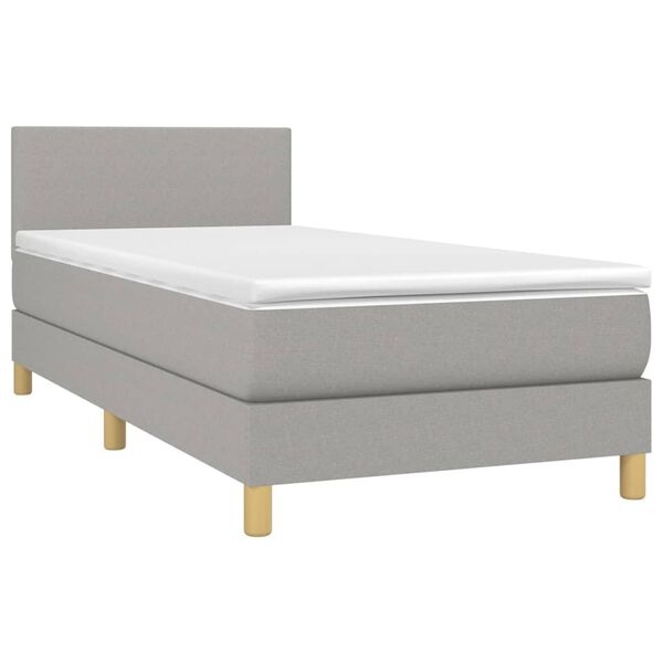 vidaXL Cama box spring c/ colch&atilde;o e LED 80x200 cm tecido cinza-claro