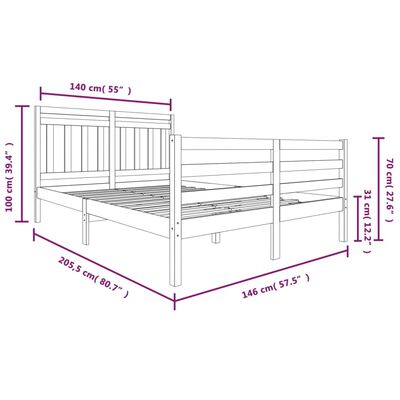 vidaXL Estrutura de cama 140x200 cm madeira maciça