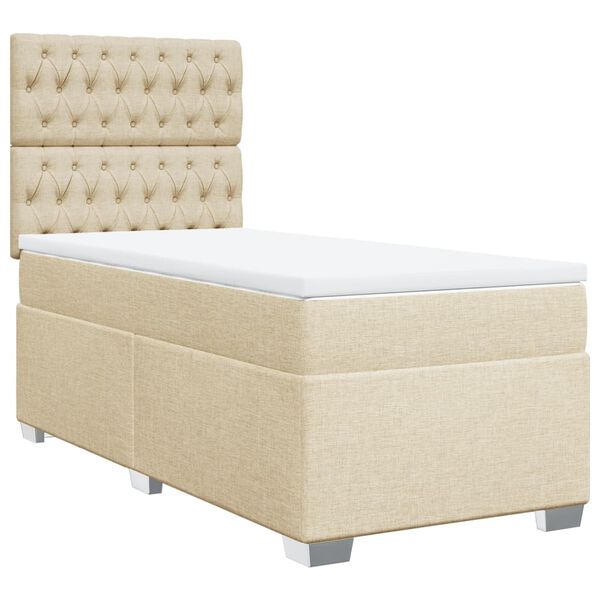 vidaXL Cama com molas/colch&atilde;o 90x190 cm tecido cor creme