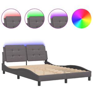 vidaXL Estrutura de cama com LED sem colch&atilde;o Zadar 140x190 cm cinza
