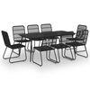 vidaXL 9 pcs conjunto de jantar para exterior vime PE e vidro