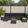 vidaXL Conjunto de Sof&aacute; de Jardim com almofada 8 pcs Preto Polirattan