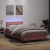 vidaXL Cama box spring c/ colch&atilde;o e LED 120x210 cm veludo Rosa