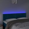 vidaXL Cabeceira de cama c/ luzes LED veludo 144x5x78/88cm azul-escuro