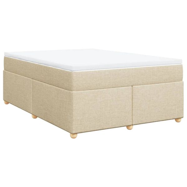 vidaXL Cama com molas/colchão 160x200 cm tecido cor creme