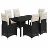 vidaXL 7 pcs conjunto de bistr&ocirc; p/ jardim c/ almofad&otilde;es vime PE preto