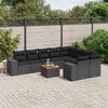 vidaXL 10 pcs conjunto sof&aacute;s de jardim c/ almofad&otilde;es vime PE preto