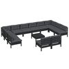 vidaXL 13 pcs conjunto lounge jardim c/ almofad&otilde;es pinho maci&ccedil;o preto