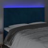 vidaXL Cabeceira cama c/ luzes LED veludo 200x5x118/128cm azul-escuro