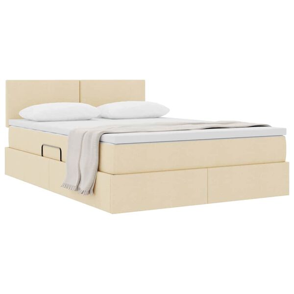 vidaXL Cama com arruma&ccedil;&atilde;o e colch&atilde;o com colch&atilde;o Creme 140 x 200 cm
