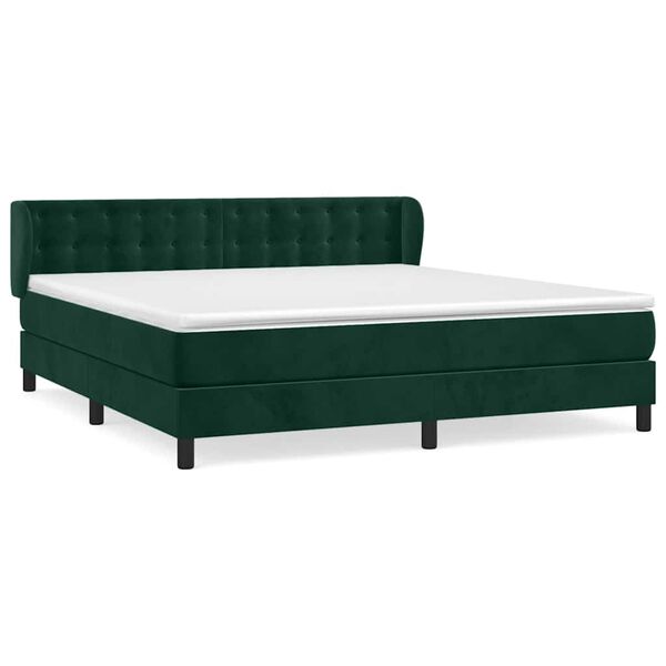 vidaXL Cama com molas/colch&atilde;o 180x200 cm veludo verde-escuro
