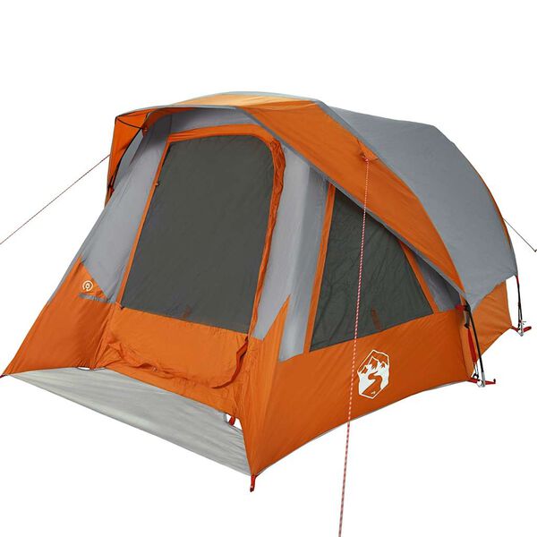 vidaXL Tenda de campismo cabana p/ 4 pessoas imperme&aacute;vel cinza/laranja