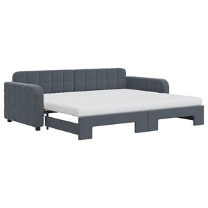 vidaXL Sof&aacute;-cama c/ gavet&atilde;o e colch&otilde;es 90x200cm veludo cinzento-escuro