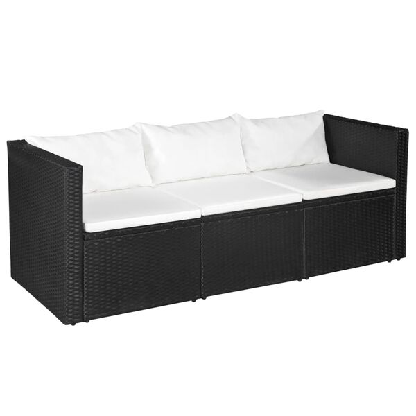 vidaXL 4 pcs conjunto lounge para jardim vime PE preto e branco