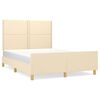 vidaXL Estrutura de cama sem colch&atilde;o 140x190 cm tecido cor creme