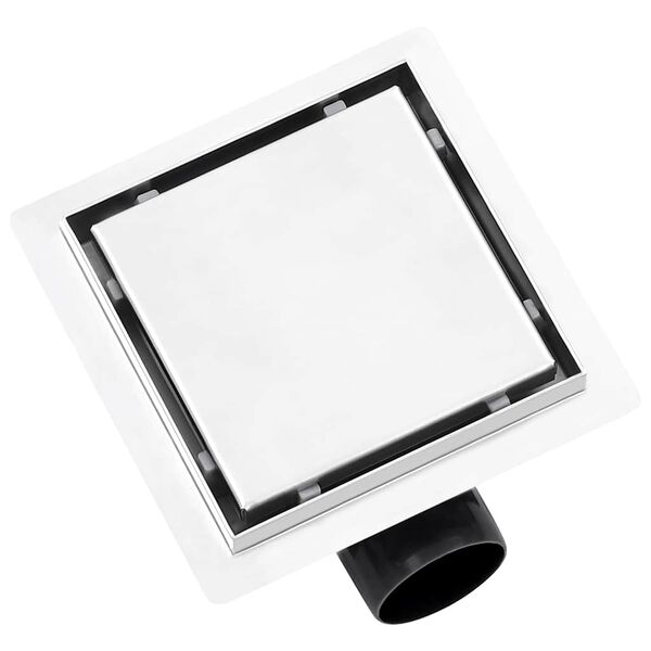 vidaXL Ralo chuveiro tampa plana/inser&ccedil;&atilde;o ladrilho 15x15 cm a&ccedil;o inox.