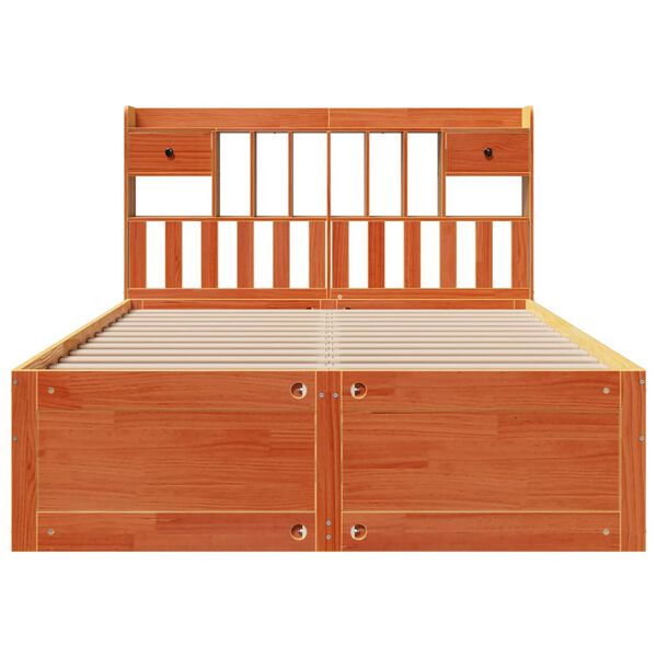 vidaXL Cama com estante sem colch&atilde;o 140x200 cm pinho maci&ccedil;o