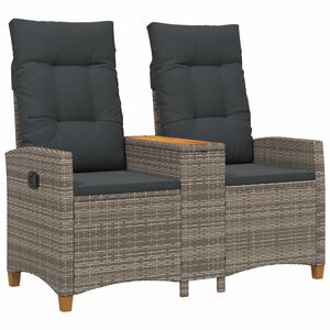vidaXL Banco reclin&aacute;vel com mesa 2 -Seater 126 x 65 x 112 cm vime PE