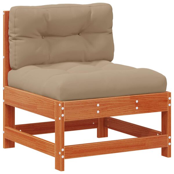 vidaXL Sof&aacute; do Meio do Jardim Madeira de pinho maci&ccedil;o Castanho Cera