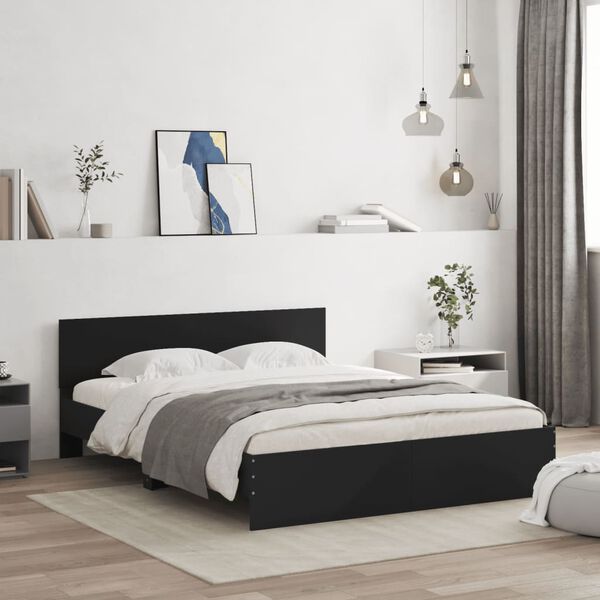 vidaXL Estrutura de cama com cabeceira 140x200 cm preto