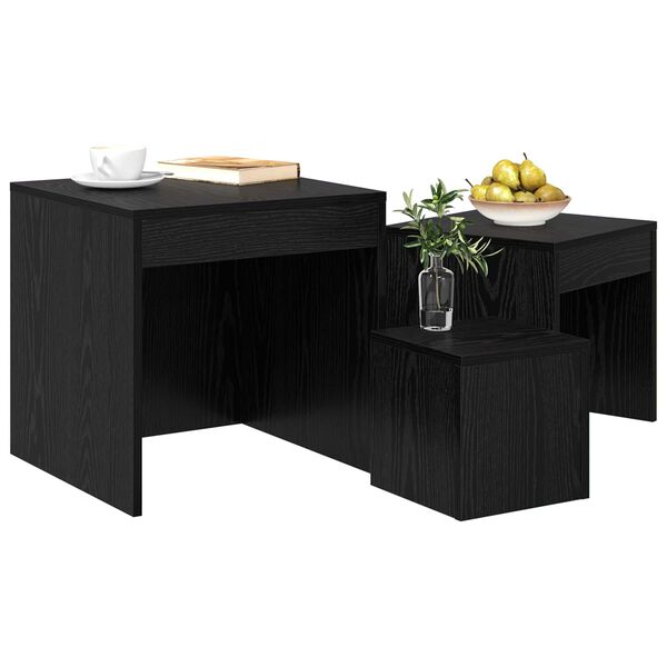 vidaXL Mesa de centro 3 pcs Carvalho Preto Madeira processada