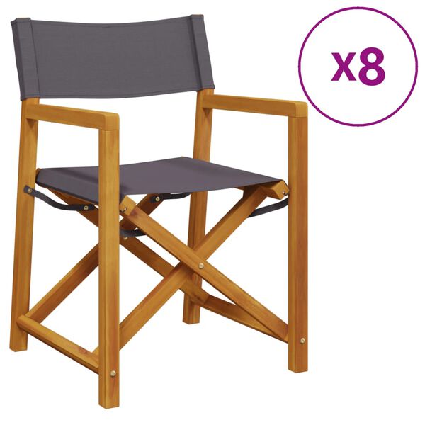 vidaXL 8 pcs cadeiras de jardim dobr&aacute;veis tecido cinzento-escuro