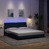 vidaXL Estrutura de cama com LED sem colch&atilde;o 180x200 cm tecido azul