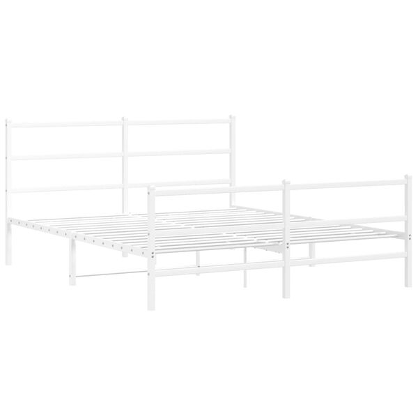 vidaXL Estrutura de cama com cabeceira e pés 150x200 cm metal branco