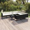 vidaXL 11 pcs conjunto lounge de jardim c/ almofad&otilde;es vime PE preto