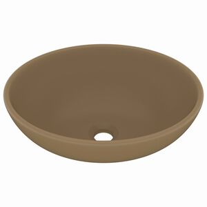 vidaXL Lavat&oacute;rio luxuoso formato oval 40x33 cm cer&acirc;mica creme mate