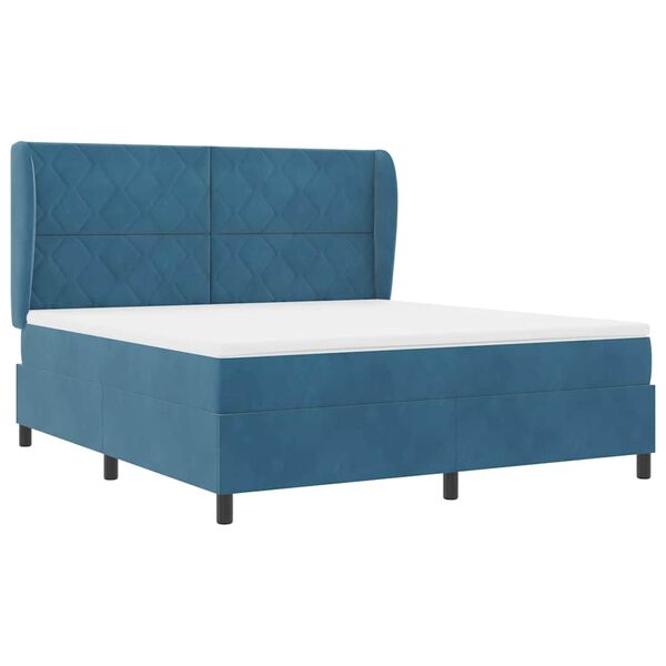 vidaXL Cama Box com colch&atilde;o Azul Escuro 200 x 180 cm Poli&eacute;ster